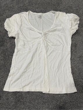 Old Navy White Short-Sleeve Knot-Front Tee